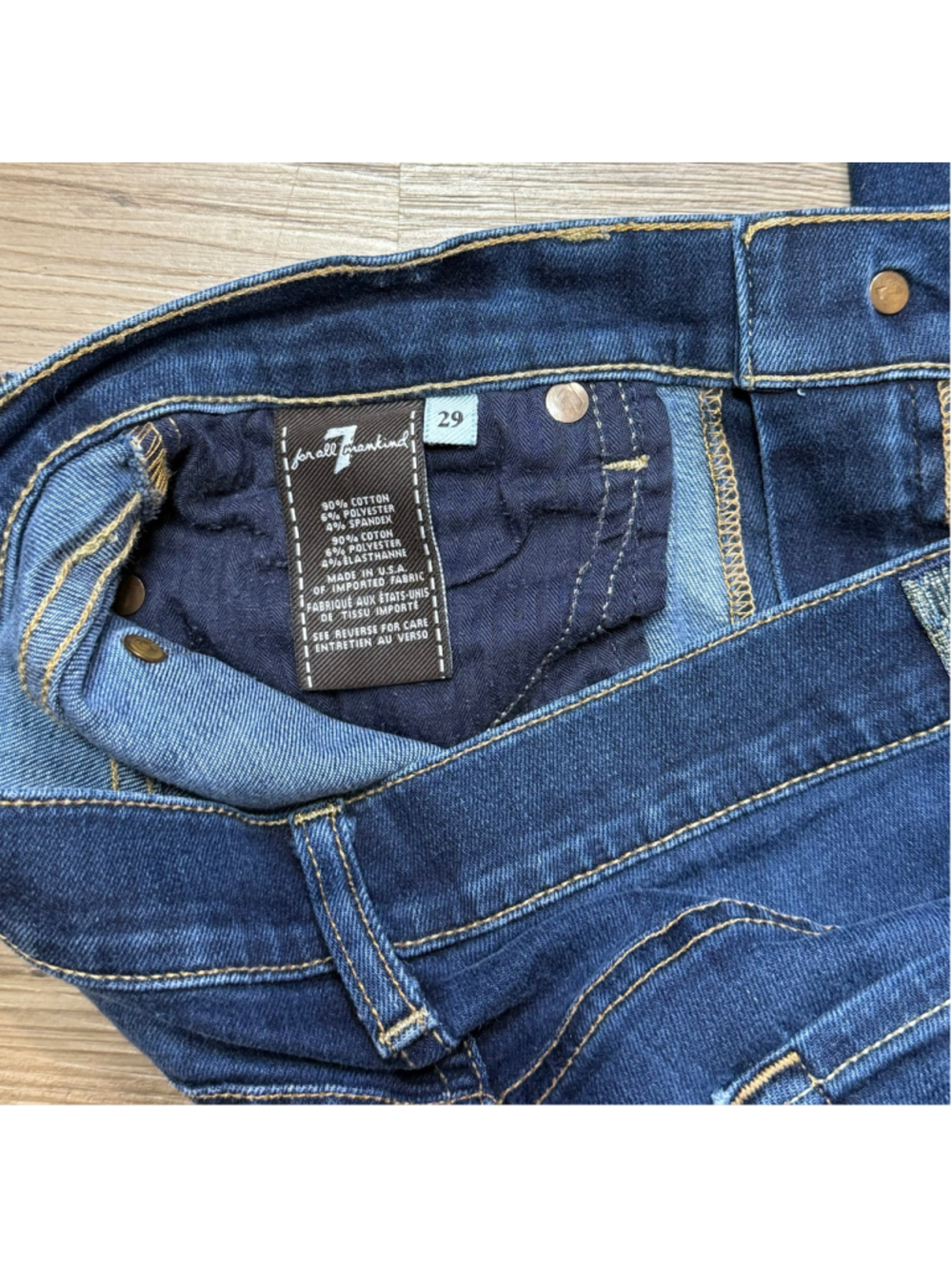 Women's 7 For All Mankind Cropped Skinny Jeans Blue Size 29 - Picture 9 of 10